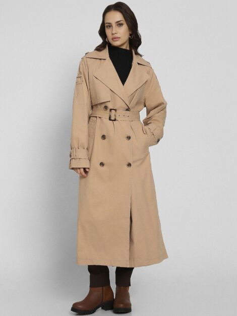 AMERICAN EAGLE OUTFITTERS Women Lapel Collar Solid Cotton Casual Open Front Jacket